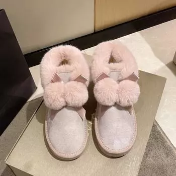 Модные зимние ботинки на плоской подошве с ботильонами 2024 года, высококачественные женские туфли с круглым носком и низким каблуком, однотонные, лаконичные женские ботинки 35 бежевый