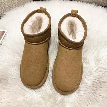 Модные зимние ботинки на плоской подошве с закругленным носком 2024 года, высококачественные женские туфли с однотонным шитьем, лаконичные женские ботинки Botas Femininas 35