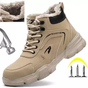 Модные зимние ботинки, рабочая защитная обувь для мужчин, устойчивая к ударам и проколам, неразрушаемая обувь, ботинки со стальным носком, защитная обувь 39