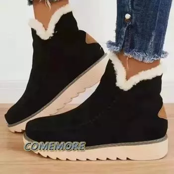 Модные зимние ботинки, женские ботильоны на платформе, женские хлопковые туфли, зимние повседневные теплые короткие ботинки 2025 года, женские новые ботинки 35 бежевый