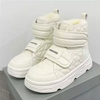 Модные зимние ботинки женские на толстом каблуке, универсальные повседневные ботильоны с петлей на плоской подошве, увеличивающие размер, женская обувь, зимняя новинка 35 чёрный