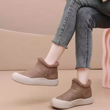 Модные зимние ботинки, зимние теплые ботинки из бархата, женские водонепроницаемые, нескользящие, удобные ботинки 41 чёрный