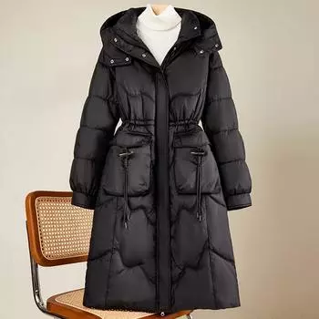 Модные зимние длинные пальто женские парки с капюшоном больших размеров элегантные свободные толстые теплые пальто женские куртки M чёрный