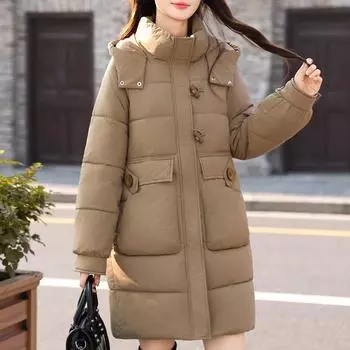 Модные зимние длинные пальто женские парки с капюшоном свободные элегантные толстые теплые верхние одежды женские куртки M чёрный