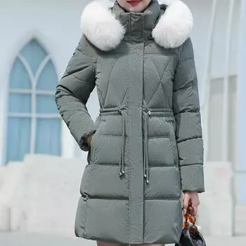 Модные зимние длинные пальто женские парки с капюшоном и воротником из искусственного меха женские куртки толстое теплое пальто L чёрный