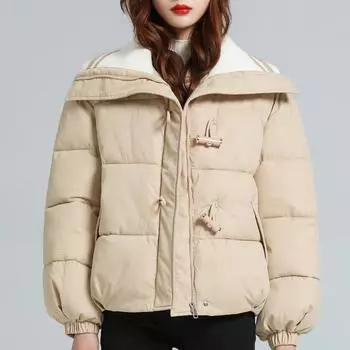 Модные зимние короткие пальто для женщин, верхняя одежда больших размеров, свободные толстые теплые парки, женские куртки S чёрный