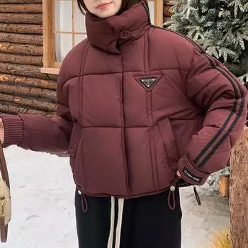 Модные зимние короткие пальто женские парки свободные женские куртки толстые теплые большие верхние одежды M чёрный