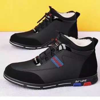 Модные зимние кожаные бархатные нескользящие теплые хлопковые туфли для мужчин, дизайнерские повседневные кроссовки с мягкой подошвой, модные легкие ботинки для мужчин 38