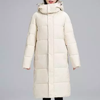 Модные зимние куртки женские длинные пальто с капюшоном элегантные свободные толстые теплые пальто больших размеров женские парки M чёрный