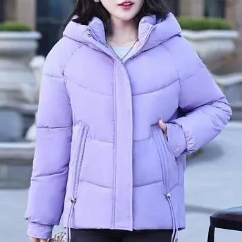 Модные зимние куртки женские с длинным рукавом верхняя одежда с капюшоном повседневные свободные толстые теплые пальто женские короткие парки L чёрный