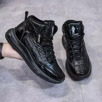 Модные зимние массивные кроссовки мужские водонепроницаемые зимние ботинки для мужчин модные высокие хлопковые туфли качественные меховые теплые модные ботильоны 36