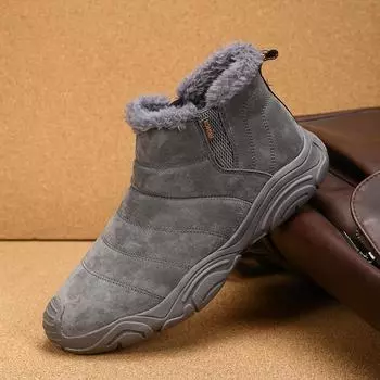 Модные зимние мужские ботинки на шнуровке с мехом, удобная рабочая обувь, мужские теплые кожаные ботинки, водонепроницаемые ботильоны, нескользящие высокие ботинки 38 чёрный