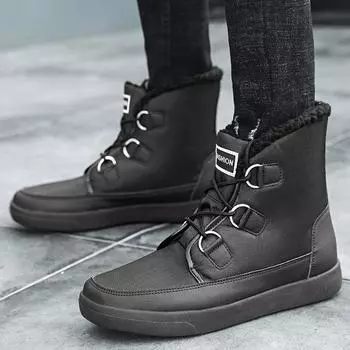 модные зимние мужские ботинки на шнуровке удобные мужские зимние ботинки на платформе ботильоны водонепроницаемая мужская обувь рабочая обувь 36 серый