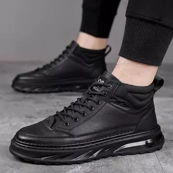 Модные зимние мужские ботинки на шнуровке в стиле ретро из натуральной кожи, мужские хлопковые туфли, фирменные, сохраняющие тепло, ручная работа, черные кроссовки для мужчин 38