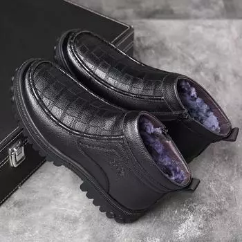 Модные зимние мужские ботинки с теплой шерстяной подкладкой из натуральной кожи, водонепроницаемые кроссовки, мужские ботинки для охоты и походов, ботинки для снегоходов 6