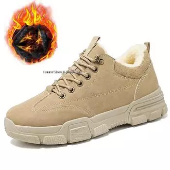 Модные зимние мужские ботинки, уличные ботинки на платформе, зимние ботинки, плюшевые ботинки, мужские ботильоны, теплые модные зимние ботинки из хлопка и искусственной кожи, нескользящие 39 серый