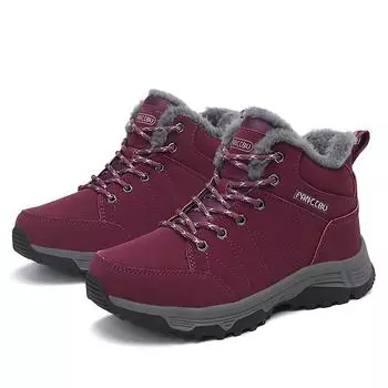 Модные зимние мужские ботинки женские уличные нескользящие зимние кроссовки теплые хлопковые ботинки ботильоны 36 чёрно-фиолетовый