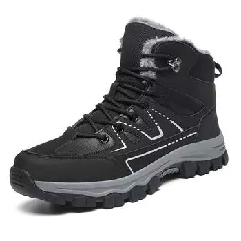 Модные зимние мужские походные ботинки, противоскользящие ботинки для скалолазания, теплые мужские ботильоны, зимние ботинки, дышащие повседневные кроссовки для ходьбы 39 чёрный