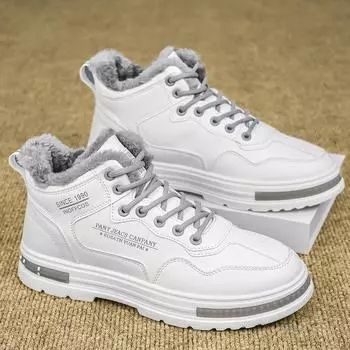 Модные зимние мужские повседневные кроссовки из бархата, теплые мужские спортивные туфли, легкие уличные спортивные кроссовки, модные универсальные плоские туфли для мужчин 39 белый