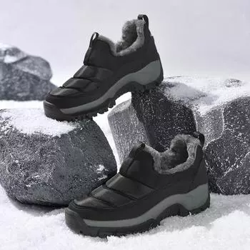 Модные зимние мужские повседневные туфли без застежек, теплые плюшевые мужские зимние ботинки, походная обувь, модные теплые мужские хлопковые кроссовки Botas Hombres 37