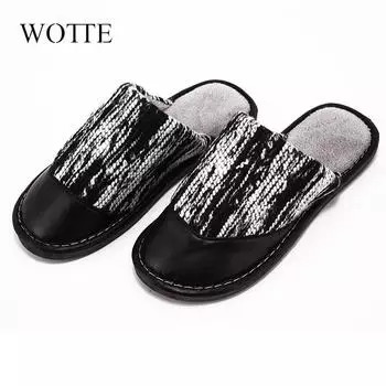 Модные зимние мужские тапочки, новые мужские кожаные туфли, домашние тапочки унисекс с плоским круглым носком, износостойкие модные туфли, мужские тапочки для дома 38-39 фиолетовый