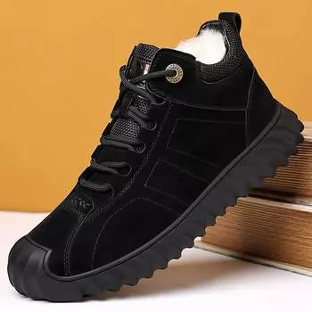 Модные зимние мужские туфли из свиной кожи, бархатные, теплые, хлопковые, новые дизайнерские, повседневные, с мягкой подошвой, мужские туфли, модные, легкие, ботильоны для мужчин 38