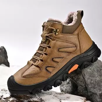 Модные зимние мужские уличные ботинки из натуральной кожи, теплые ботильоны для мужчин, рабочие ботинки ручной работы, высокие повседневные походные ботинки 38