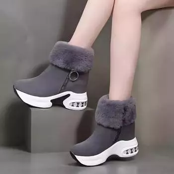 Модные зимние нескользящие зимние ботинки женские модные ботильоны на платформе из искусственного меха женские теплые хлопковые ботинки с воздушной подушкой 35 серый