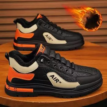 Модные зимние новые мужские повседневные зимние ботинки с теплой и мягкой спортивной обувью 39 чёрный