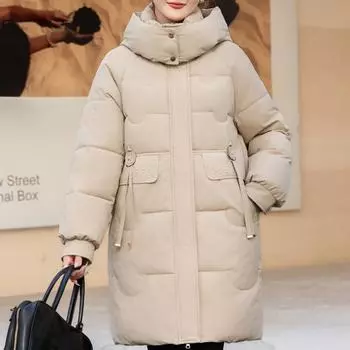 Модные зимние пальто больших размеров женские длинные парки с капюшоном большие свободные толстые теплые пальто с длинным рукавом женские куртки M хаки