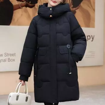 Модные зимние пальто больших размеров женские длинные парки с капюшоном большие свободные толстые теплые пальто с длинным рукавом женские куртки M