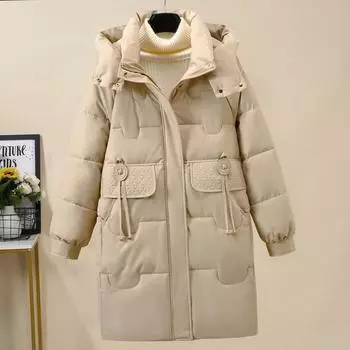 Модные зимние пальто женские длинные парки с капюшоном толстые теплые верхние одежды женские куртки M чёрный