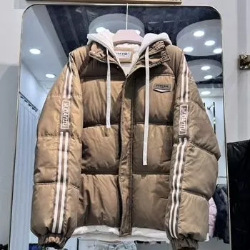 Модные зимние пальто женские поддельные двухсекционные парки повседневные свободные толстые теплые женские куртки с капюшоном верхняя одежда больших размеров S чёрный