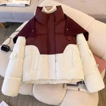 Модные зимние пальто женские верхние одежды большого размера свободные толстые теплые большие размеры короткие парки женские куртки M чёрный