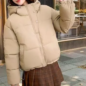 Модные зимние пальто женские верхняя одежда повседневные свободные толстые теплые женские куртки с капюшоном зимние короткие парки S чёрный