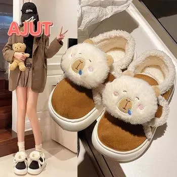 Модные зимние сапоги 2024 года с милым рисунком животных на мягкой подошве для женщин, легкие и удобные теплые хлопковые ботинки на плоской подошве 36-37
