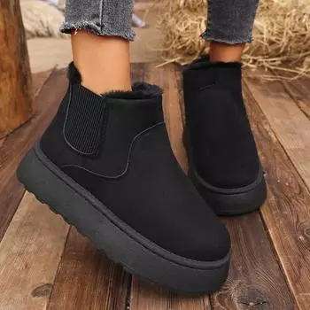 Модные зимние сапоги для женщин 2024 года, новые толстые бархатные сапоги большого размера, зимние модные теплые короткие сапоги с одним шагом, хлопковая обувь для женщин, хлопковая обувь 36 бежевый