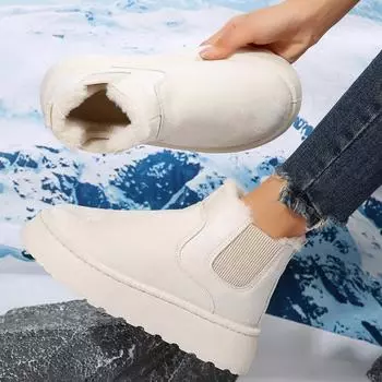 Модные зимние сапоги для женщин Ботильоны на плоской подошве Женские ботильоны Зимняя обувь Сапоги Женские роскошные дизайнерские сапоги на платформе с круглым носком 36 чёрный