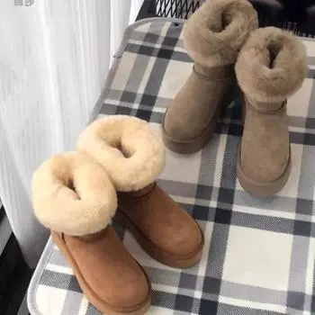 Модные зимние сапоги до середины голени 2024 года, новые женские водонепроницаемые теплые ботинки на толстой подошве, зимние повседневные женские короткие сапоги на плоской подошве 35 верблюд