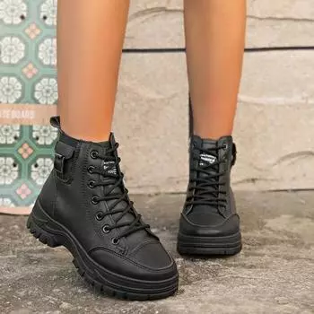 модные зимние сапоги на квадратном каблуке, современные женские туфли на молнии на щиколотке 2024 года, модные женские сапоги в стиле панк с круглым носком и перекрестными шнурками на среднем каблуке 36 бежевый