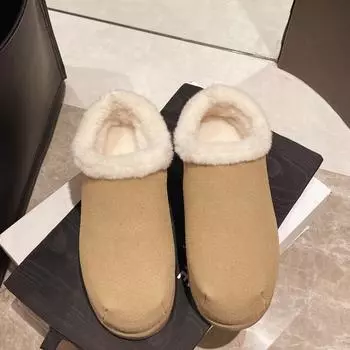 Модные зимние сапоги на плоской подошве, женские туфли без застежек на щиколотку, распродажа 2024 года, высококачественные ботинки с круглым носком и средним каблуком, однотонные, лаконичные 35 хаки