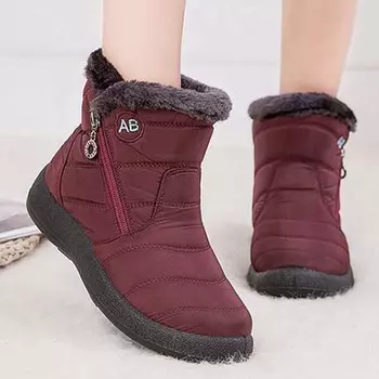 модные зимние сапоги женские меховые туфли женские на платформе молния плюшевые женские туфли ботильоны водонепроницаемые мягкие зимние ботинки Botas Mujer 35 коричневый