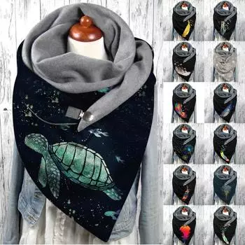 Модные зимние шарфы для женщин с принтом на пуговицах, мягкие повседневные теплые шали I