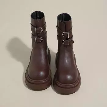 Модные зимние современные ботинки на квадратном каблуке с круглым носком, женские туфли на распродаже 2024 года, модные женские ботинки на высоком каблуке с молнией 35 коричневый