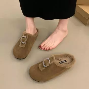 Модные зимние тапочки для женщин, для дома, теплые, повседневные, изысканные, мягкие, плоские, хлопковые, сексуальные тапочки с хлопковым носком 35 хаки