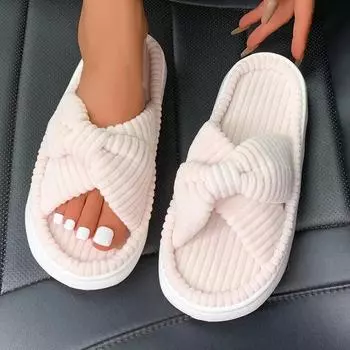 Модные зимние тапочки в одном стиле для мужчин и женщин 2024 года, новые повседневные модные женские домашние тапочки, удобные теплые повседневные тапочки 36 белый