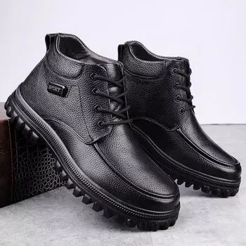 Модные зимние теплые ботинки на шнуровке, классические плюшевые зимние ботинки, мужские рабочие ботинки на толстой подошве, мужская повседневная обувь для отдыха на открытом воздухе, большой размер 49, 50, 51 38