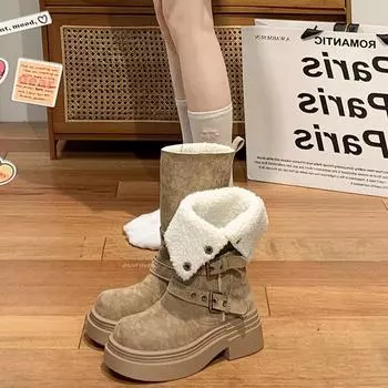 модные зимние теплые хлопковые женские современные сапоги модные короткие ботильоны без застежек лаконичные туфли на квадратном каблуке 35 хаки
