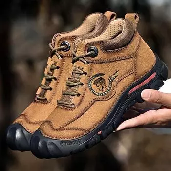 Модные зимние теплые плюшевые мужские альпинистские ботинки с мягкой подошвой, удобные походные ботинки, ботильоны из натуральной кожи, зимние ботинки 38