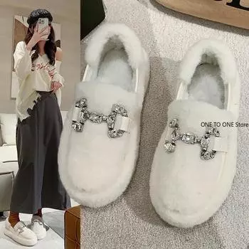 Модные зимние теплые женские мягкие зимние туфли на плоской подошве с металлическим декором, удобные повседневные туфли на толстой подошве для женщин 35-40 35 серебряный